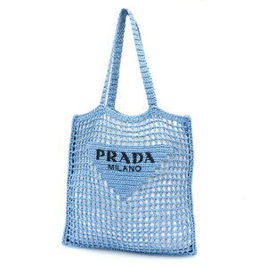 Prada Crochet Net Tote Shoulder Bag Blue